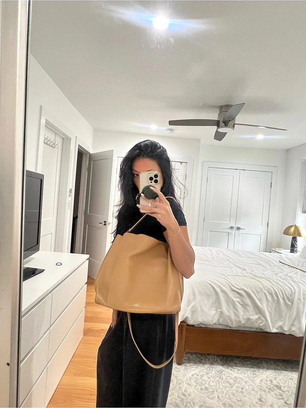 Botkier Pebbled Leather Shoulder Bag in Tan